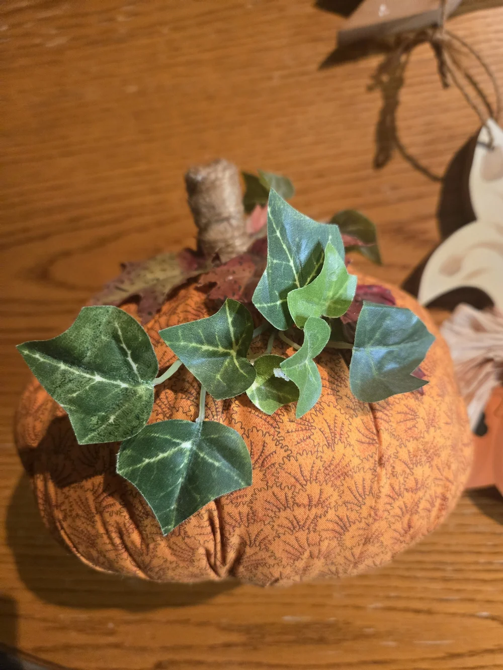Fall Greeting Pumpkin Door Hanger And Fabric Pumpkins Home Decor